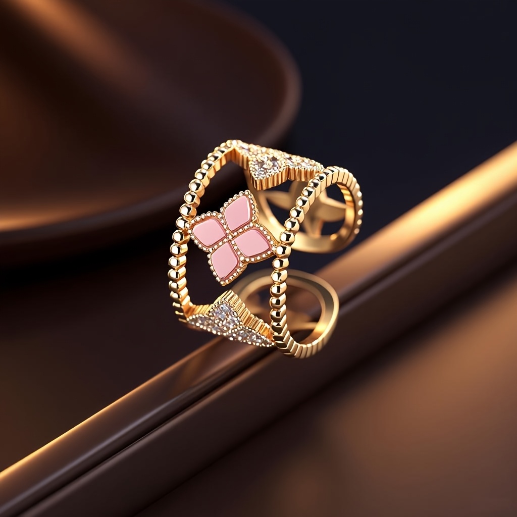 Classic Elegant Floral Shaped Hollow Double Ring for Women